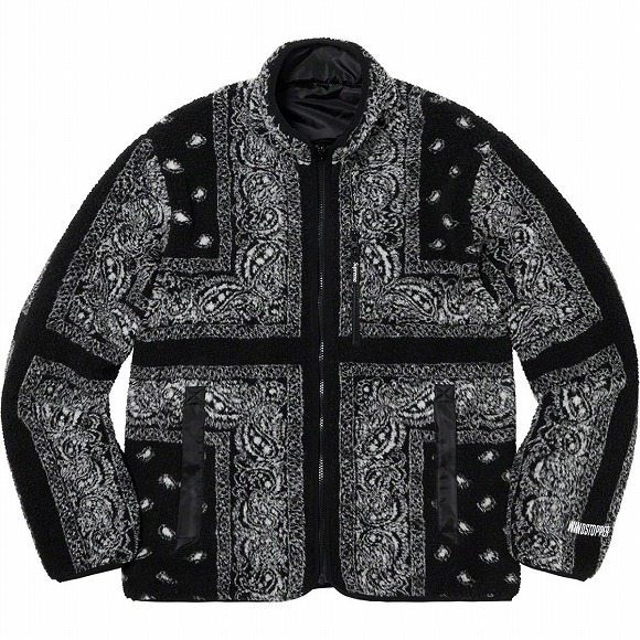 19fw Supreme Reversible Bandana Fleece Jacket Black M シュプリーム