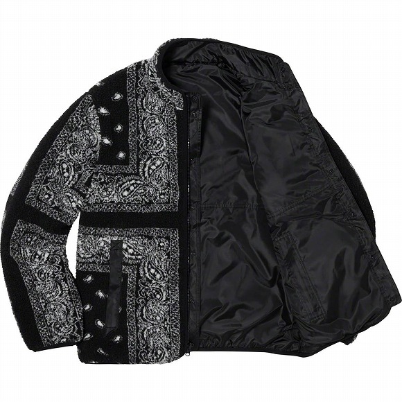 Reversible Bandana Fleece Jacket Black M